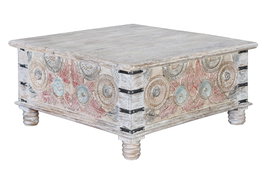 GINER Y COLOMER Mesa de Café Madera de Mango Multicolor 90x90 cm